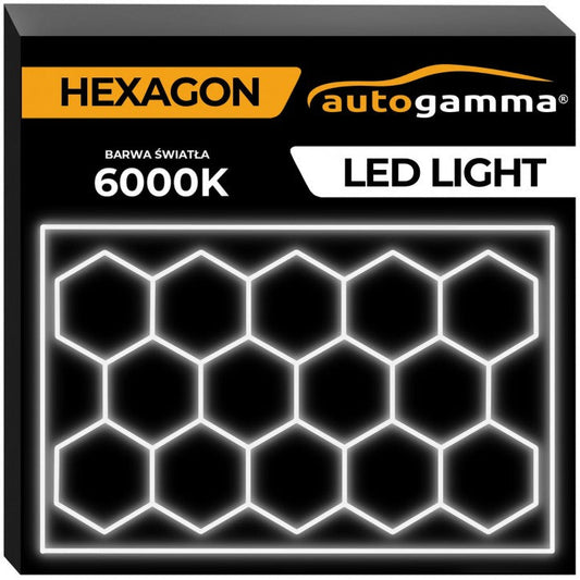 Modułowy system oświetleniowy, garażowo warsztatowy, HEXAGON LED 243 x 483 cm, 6000K EpoxyGarage posadzki żywiczne